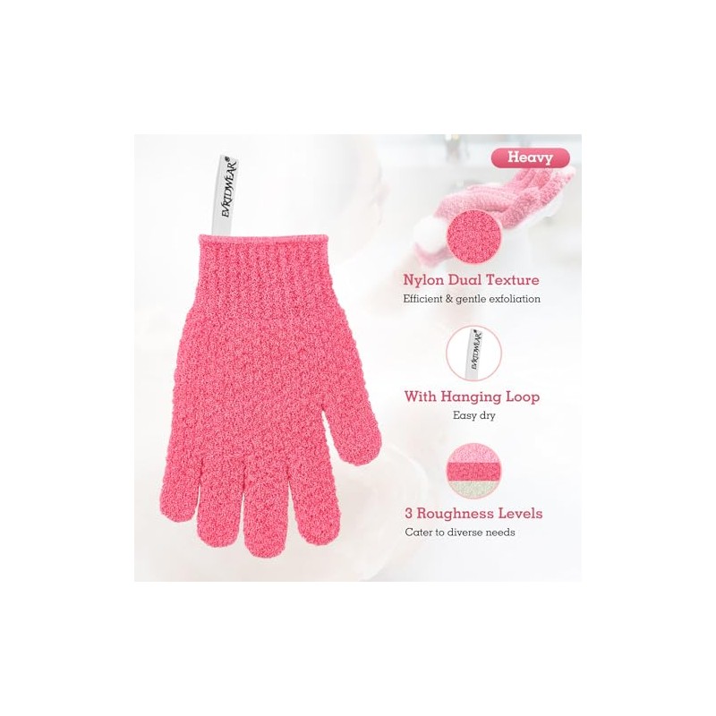 Evridwear Exfoliación Eficaz Guantes Exfoliantes Nailon Doble Textura Eliminan Suavemente