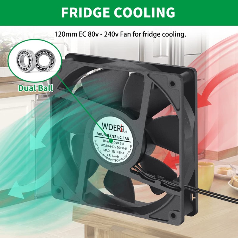 WDERAIR Small 120mm x 25mm EC 4 Inch Brushless Cooling