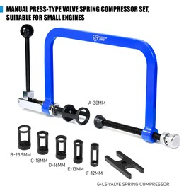 SMOTIVEPRO Heavy Duty Valve Spring Compressor, 8-Piece Valve Spring Removal Tool with Collet Pusher Adapters for Small Engines, Motorcycles, ATVs, and Cars