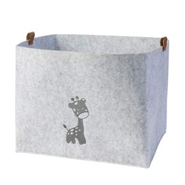 luxdag Felt Storage Basket (Choice of Sizes and Motif) – Storage Box for Toys – Children's Room Play Box Foldable – Basket with PU Leather Handles