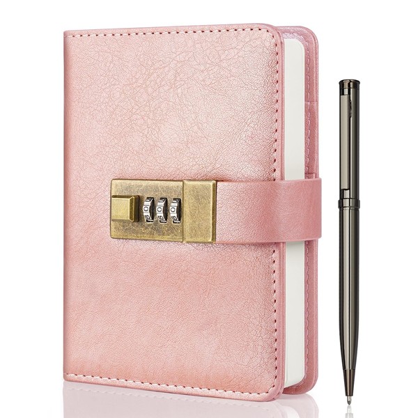 WEMATE Journal 2024 A6 Keyed Notebook Horizontal Ruled PU Leather