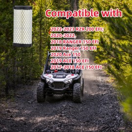 FLTRUCKTOP 7082249 Air Filter Compatible with Polaris RZR 200 EFI Ranger 150 EFI Polaris ACE 150 820263 RS3715 GA9248;28463G01 KDE12000（set of 2）