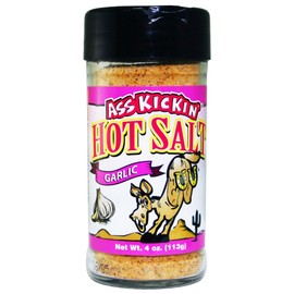 ASS KICKIN' Hot & Spicy Garlic Salt – 4oz. Shaker Jar - Perfect Flavored Salt for Popcorn Seasoning, Margarita Salt and French Fry Seasoning - Premium Gourmet Gift