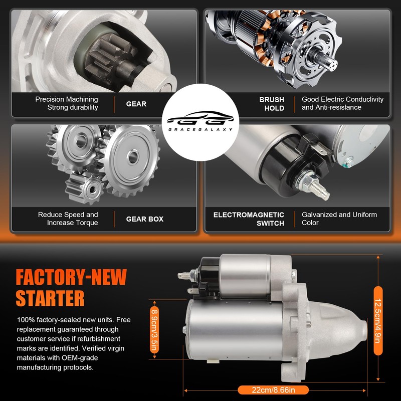GRACEGALAXY 19185N Starter Motor Compatible with 2011-2016 Chrysler 300