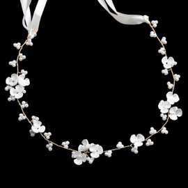 SAPOSTA Flower Girl Headpiece, Flower Girl Hair Accessory, Wedding Headband for Girls, Princess Crystal Pearl Hair Accessories for Birthday, Party, First Communion,Wedding (D#Gold, One Size)