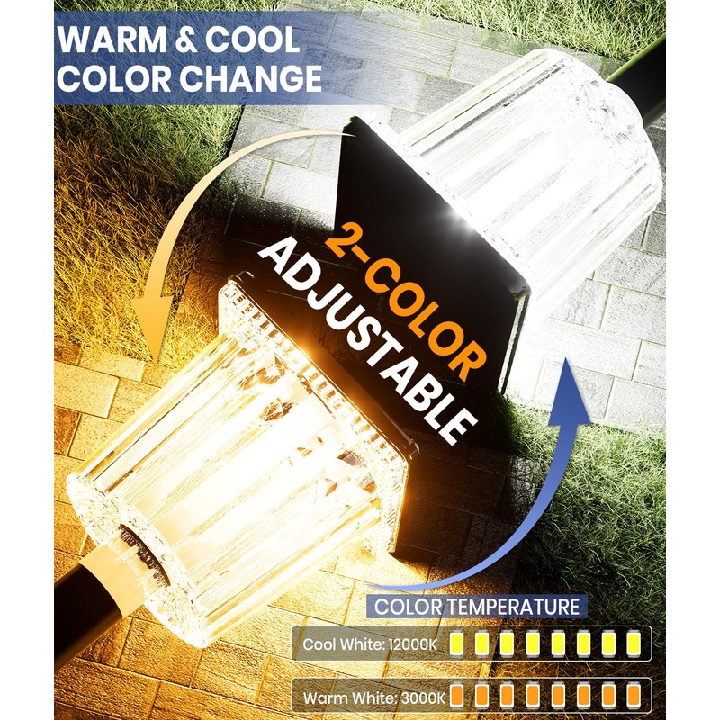 Super Bright Solar Outdoor Lights for Pathway Powered 2 Pack,Adjustable