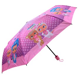 CARTOON Kids Folding Umbrella Cry Babies Fiberglass Frame 8 Spoke Umbrella Bag Umbrella, pink