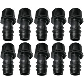 AERZETIX - C48705 - Set of 10 Adaptors/Fittings with Barb Diameter 16 mm x 1/2 Inch for Drip Hose External Thread (for Diameter 16 mm Hose) - Connection for Watering/Sprinkler System