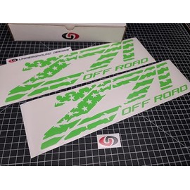 Z71 Off Road Decals (2pk) American Flag Truck Bedside Fender Stickers for Chevy Silverado Colorado 4x4 (Monster Lime Green)