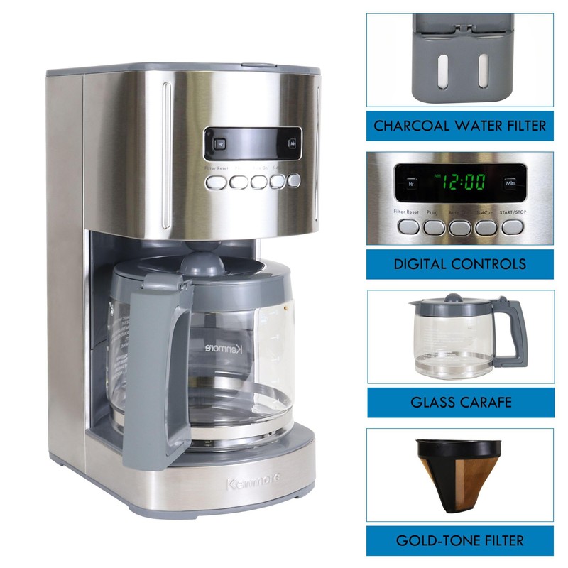 Kenmore Drip Coffee Maker - Programmable Cafe Machine With Glass