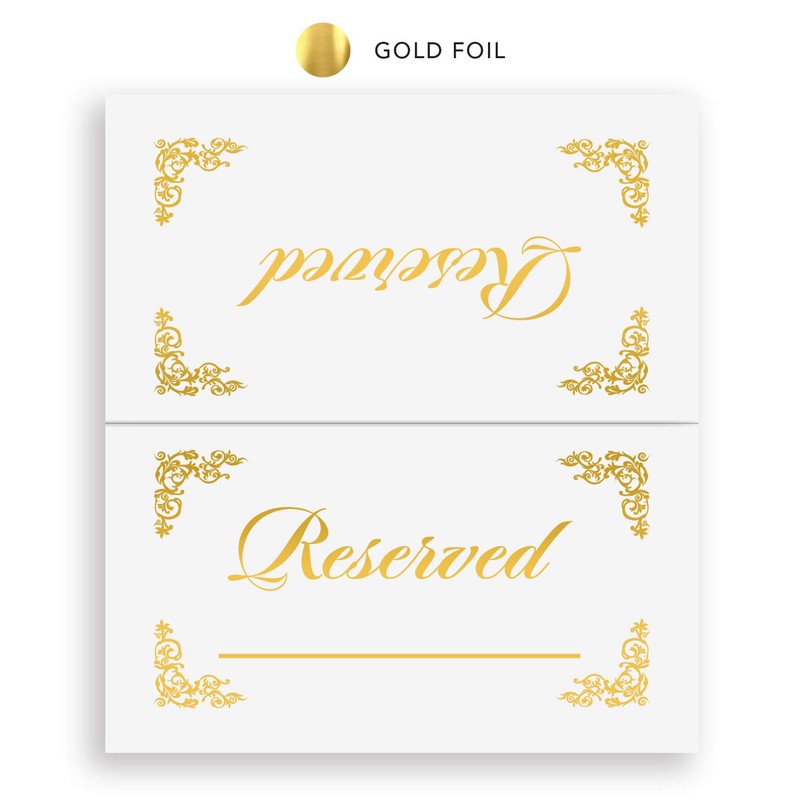 Reserved Cards Gold Foil, 20-Pack Table Tent, VIP Place Card