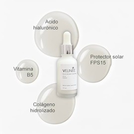 Sérum Facial con Ácido Hialurónico, Vitamina B5, Colágeno Hidrolizado y Protector Solar FPS15, 30 ml