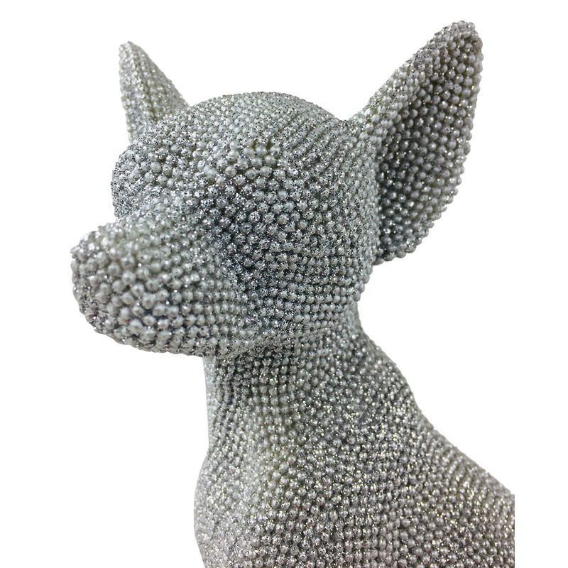 LEONARDO LP42732 Figure | Silver Art Sitting Chihuahua | 1