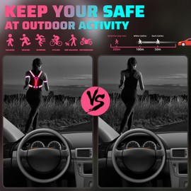 West Biking Running Vest Light - Led Running Reflective Gear for Walking at Night, High Visibility Night Rechargeable Light Up Running Vest, Adjustable Running Lights for Runners (Pink)