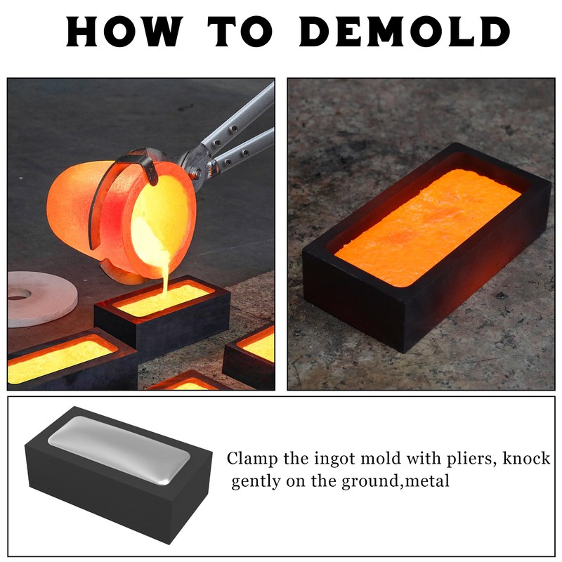 Nelyrho 2 Pieces 1kg Graphite Ingot Molds for Casting Gold