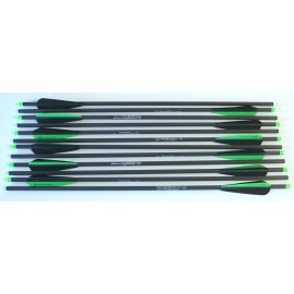 Hobo Archery Products 22" Super Fast Crossbow Bolts 100% Carbon Black/Green Hobo Archery Qty 6, 9, 12+ - 12