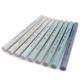 LWCUSNJ 9pcs Round Green Carbon Sharpening Stone Sticks Set, Green Silicon Carbide Whetstone Kit, Grit 120#-1200# for Moldel, Metal & Cutting Tools (Round 150mm*12mm)