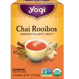 Yogi Tea - Chai Rooibos Tea (4 Pack) - Warming and Spicy Sweet with Antioxidants - Ayurvedic Herb Blend - Caffeine Free - 64 Organic Herbal Tea Bags