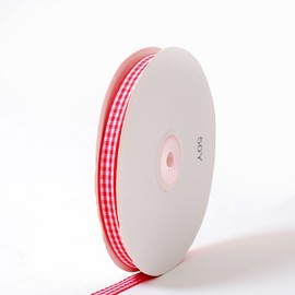GANGYUAN 45 m Checked Gift Ribbon 10 mm Wide Gingham Ribbon for Gift Packaging, Party Decoration, Wedding, Christmas Decoration (Red)