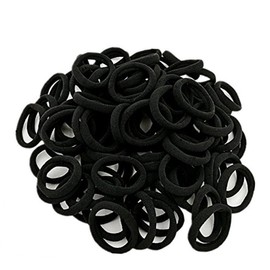 IWOWHERO 100pcs Ponytail Holder Hair Bands Stretchy Elastic Tie Rope Black Women Hair Ring