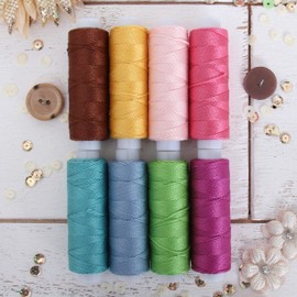 Threadart 8 Color Pearl Cotton Thread Set - Romantic Colors | 75yd Spools Size 8 | Perle Cotton for Friendship Bracelets, Crochet, Cross Stitch, Needlepoint, Hand Embroidery