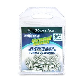 HI-SEAS Grand Slam Aluminum Sleeves, 0.7 mm Inside Diameter, use with 40 lb Fishing Line Mono, 50 pc