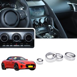 JONKOKO Aluminum Alloy AC Control Knob Ring Switch Volume Cover for Jaguar F-Type 2013-2023 Car Air Conditioner Volume Knob Cover Trim Car Accessories (Silver)