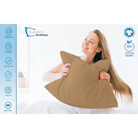 Comfort Beddings Premium Quality Taupe Pillowcases 100% Cotton Blend Square Pillow Cases 2 Pack Taupe, Super Soft & Cozy (Continental/Square Size 65 x 65 CM)