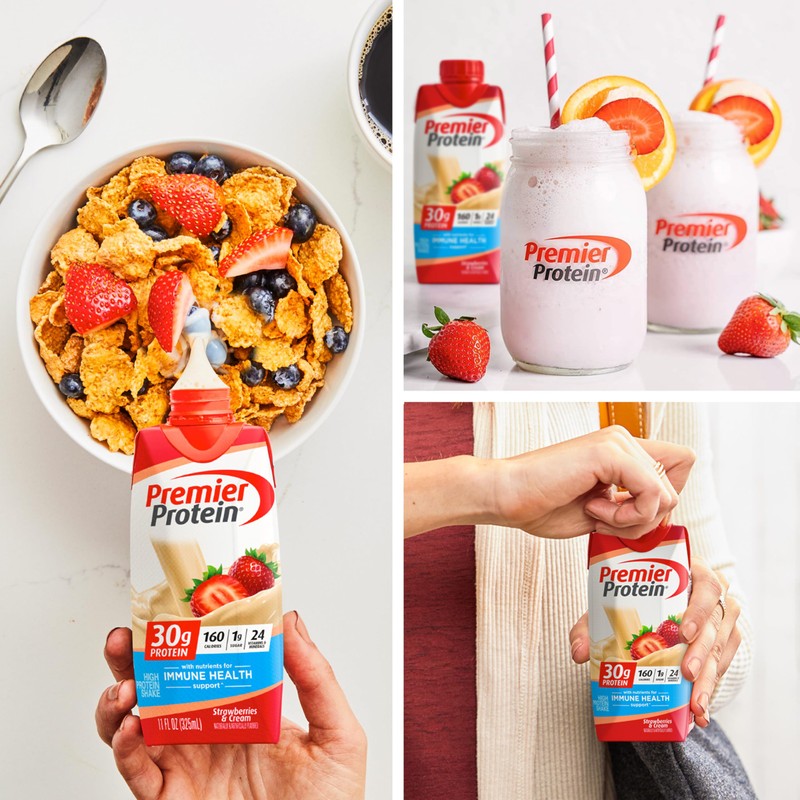 Premier Protein Protein Shake, Strawberries & Cream, 30g Protein, 1g