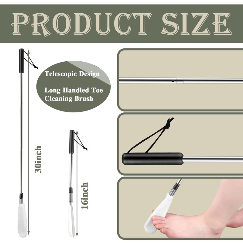 Toe Cleaning Brush Lotion Applicator for Feet with 6 Reusable