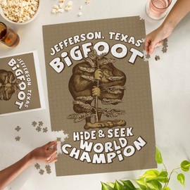 Lantern Press 1000 Piece Jigsaw Puzzle, Jefferson, Texas, Bigfoot, Hide and Seek World Champion