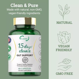 Eocute 15 Day Cleanse - 60 Capsules - Gut Support Colon Cleansing & Detox Non-GMO  US