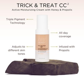 Hey Honey Trick and Treat CC² Cream SPF 46 | Active Moisturizing Color Correcting Cream with Honey & Propolis | Best Cover For Rosacea, Skin Redness & Mature Skin | Cruelty-Free | 1 oz (Deep Tan)