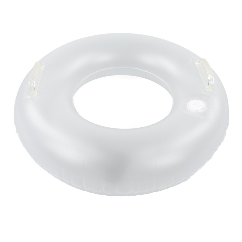 LED Inflatable Swim Ring with 2 Handles Transparent Swimming Floating