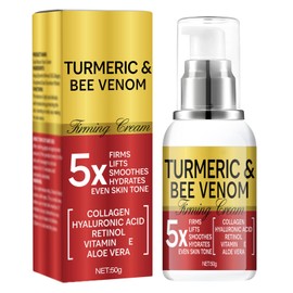 Turmeric & Bee Venom Face Cream, Bee Venom Face Firming Cream for Hydrating Lifting Skin, Day-Night Anti-Aging Cream for Women and Men for Wrinkles, Fine Lines and Dryness - All Skin Types 1.76 Fl Oz