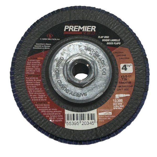 Carborundum 4-1/2" x 5/8-11 Flap Disc 80 Grit Zirconia Alumina
