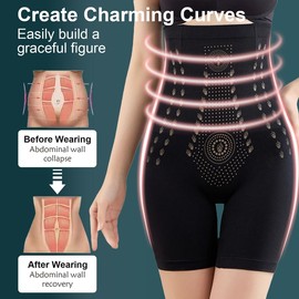 IZNAYOI Women Body Shaper Fiber Restoration Shaper Elastic Waist Tummy Tightening Body Shapewear Control Pants(1#Black, Medium)