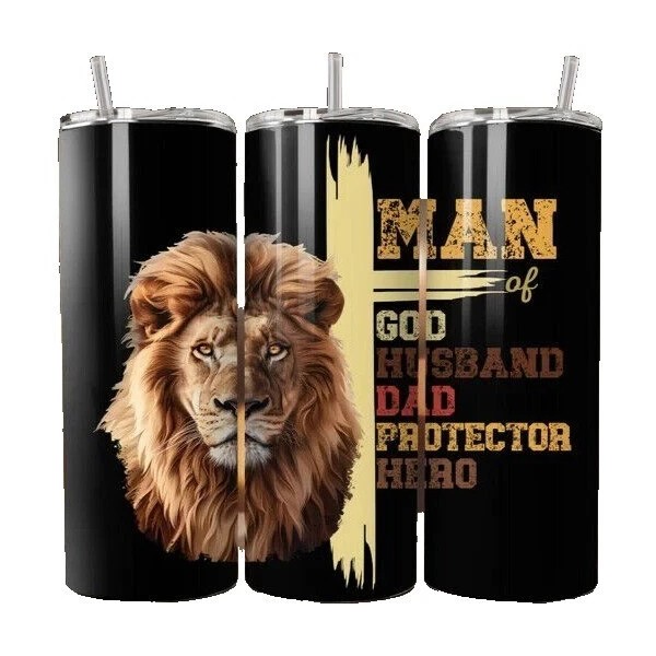 Handmade Man Of God Husband Dad Protector Hero Religious 20oz