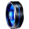 NUNCAD Men's Rings 8mm Black Blue Tungsten Wedding Ring for