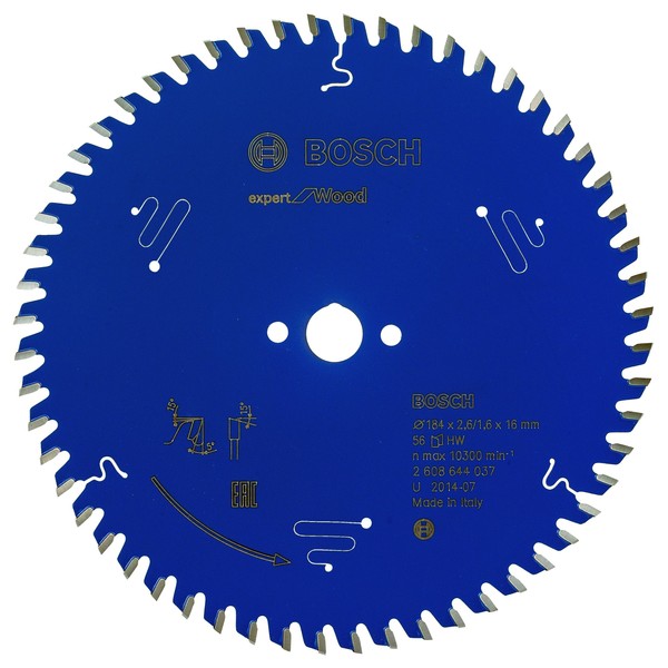 Bosch 2608644037 EXWOH 56 Tooth Top Precision Circular Saw Blade, 0 V, Blue