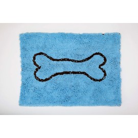 Soggy Doggy 26-Inch by 36-Inch Microfiber Chenille Doormat for Wet Dog Paws, Blue, Large