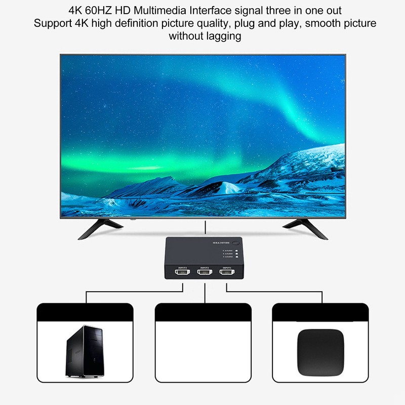 3 in 1 Out HD Multimedia Interface Switch 4K 60HZ