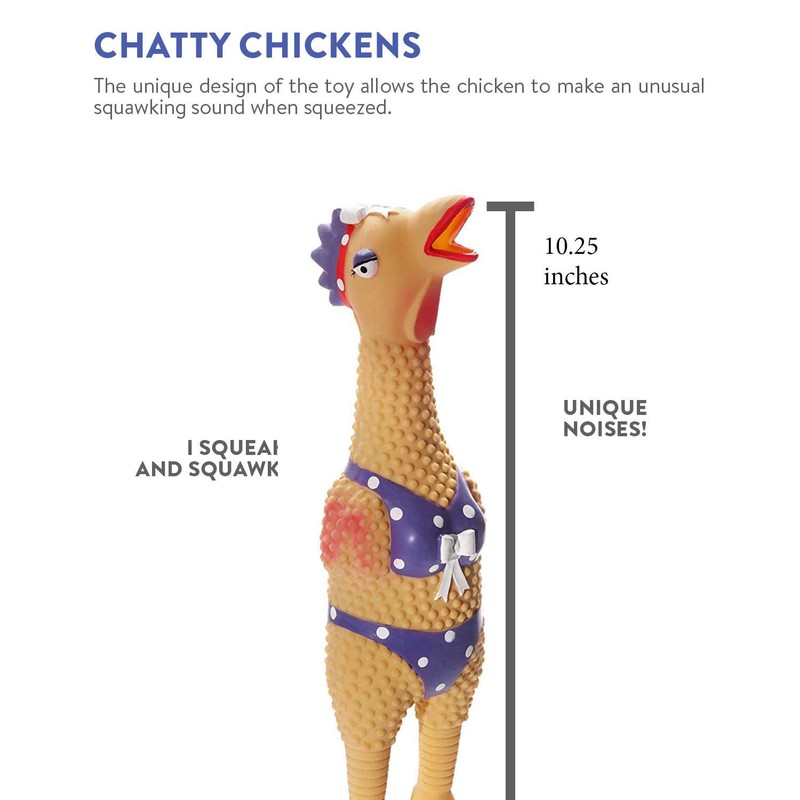 Charming Pet Squawkers Henrietta Latex Rubber Chicken Interactive Dog Toy,