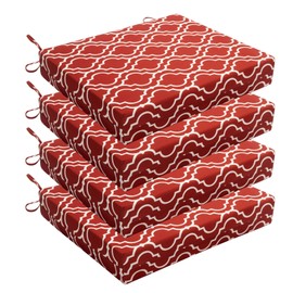 Wellsin Outdoor Chair Cushions for Patio Furniture - Outdoor Cushions for Chairs - Waterproof Patio Chair Cushions Set of 4, 18.5"X16"X3", Trellis Red