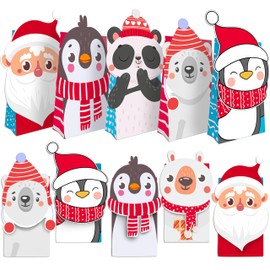 easykart labels 120 Christmas Die-Cut Flip Over Gift Treat Paper Bags for Holiday Party Treats, Pastries, Cupcakes, Cookies Goodie, Donuts Xmas Gift-Giving Bag (5 Packs)