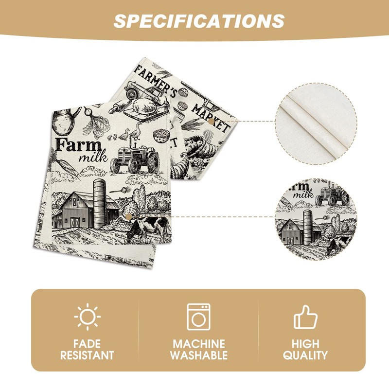 Artoid Mode Tractor Milk Farm Table Runner, Cow House Fall
