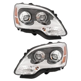 KUAFU Pair Projector Headlight Assembly Compatible with 2007-2012 GMC Acadia Halogen w/Bulb Front Light Lamp Headlamp Left&Right Replacement for GM2502294 GM2503294 Clear Lens+Chrome Housing