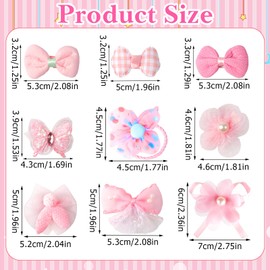 Maxqzin 18 PCS Dog Hair Bows, Dog Bows Pink Dog Hair Clips Dog Accessories for Small Dogs 9 Design Small Pink Bows for Dog Cat and Small Pets