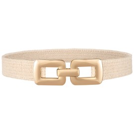 LEACOOLKEY Woven Straw Waist Belt for Women Boho Belt for Dress Braided Wide Stretch Belt