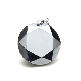 OVER-9 Terahertz Mineral Necklace, Top, Round, Hexagram, 1.4 inches (35 mm), Tested by Public Institutions. Pendant, Round, Terahertz, Terahertz Wave, Hexagram, Star of David Gemstone, Ultra Infrared Health, Top Only